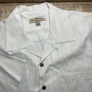 Tommy Bahama Silk Button Up Camp Collar Shirt Sail Boat Embroidery Mens Large